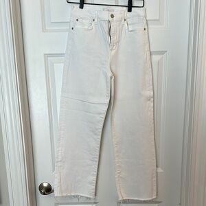 7 For All Mankind White Straight Leg Jeans